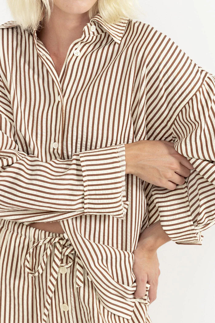 Rhythm Cove Stripe Oversized Long Sleeve Shirt