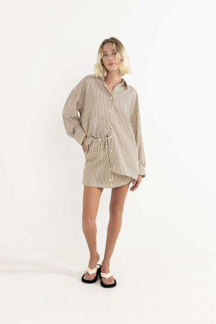 Rhythm Cove Stripe Oversized Long Sleeve Shirt