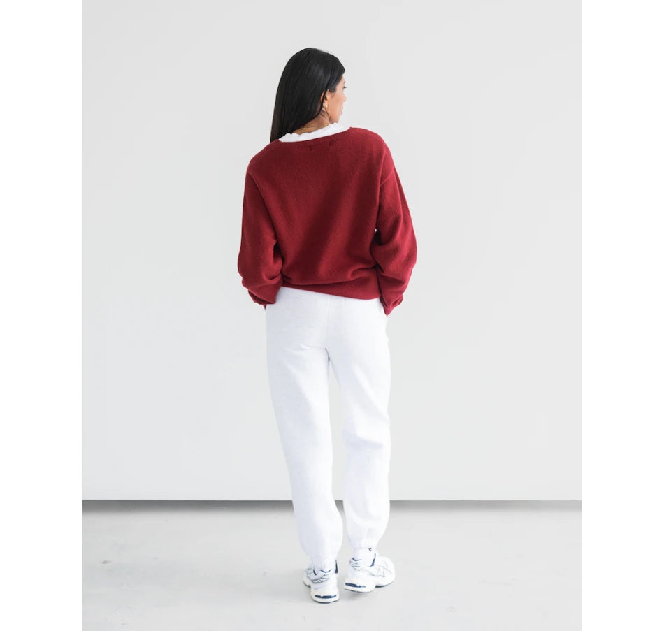 Brunette the Label Oversized Knitted Crew | Burgundy