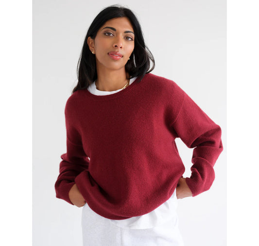 Brunette the Label Oversized Knitted Crew | Burgundy