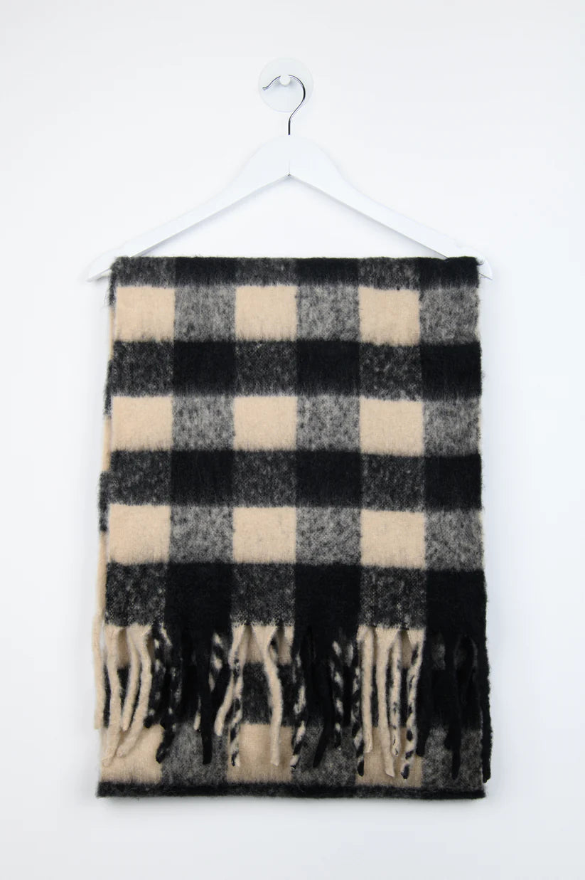 24COLOURS Black Check Scarf