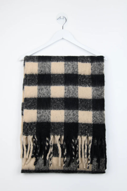 24COLOURS Black Check Scarf