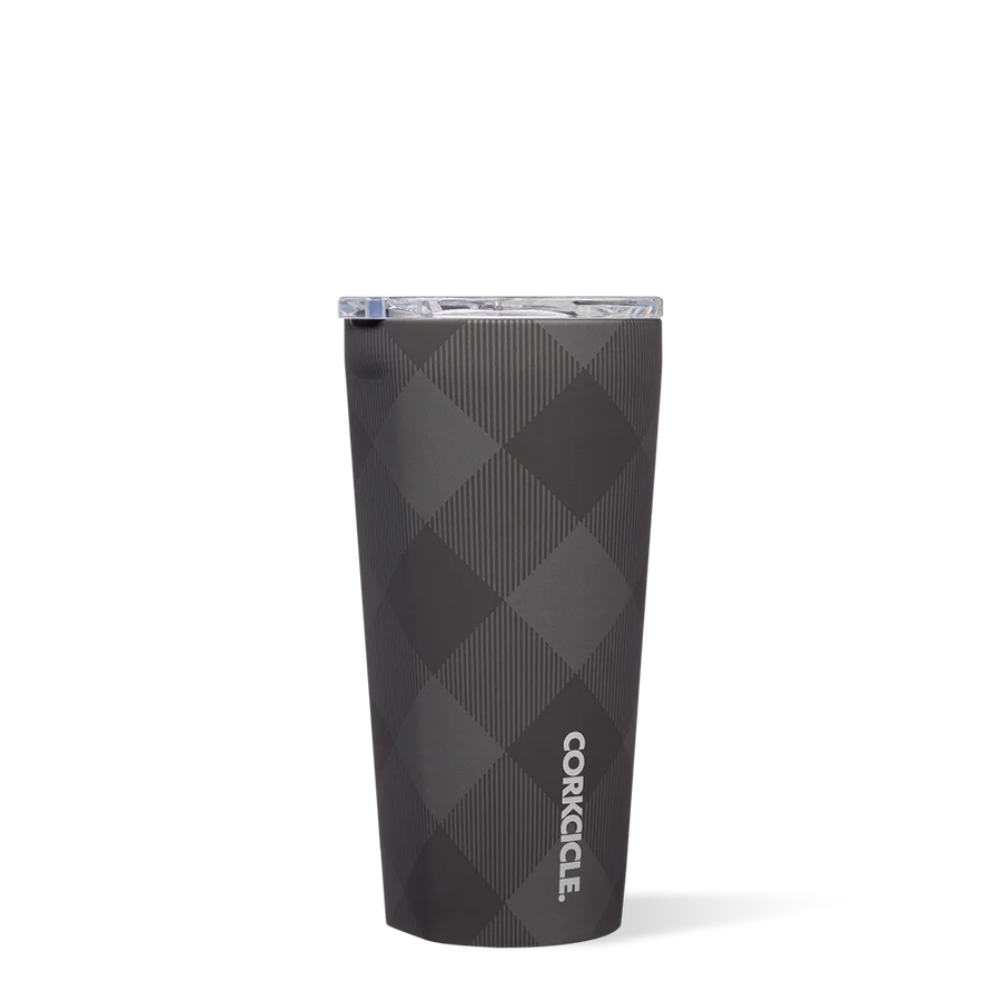 Corkcicle 16oz Buffalo Plaid Grey Tumbler