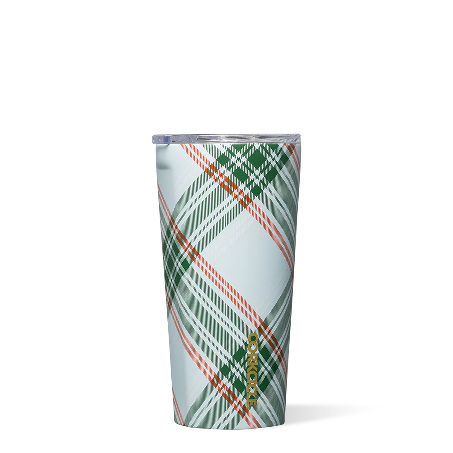 Corkcicle 16oz Peppermint Plaid Tumbler