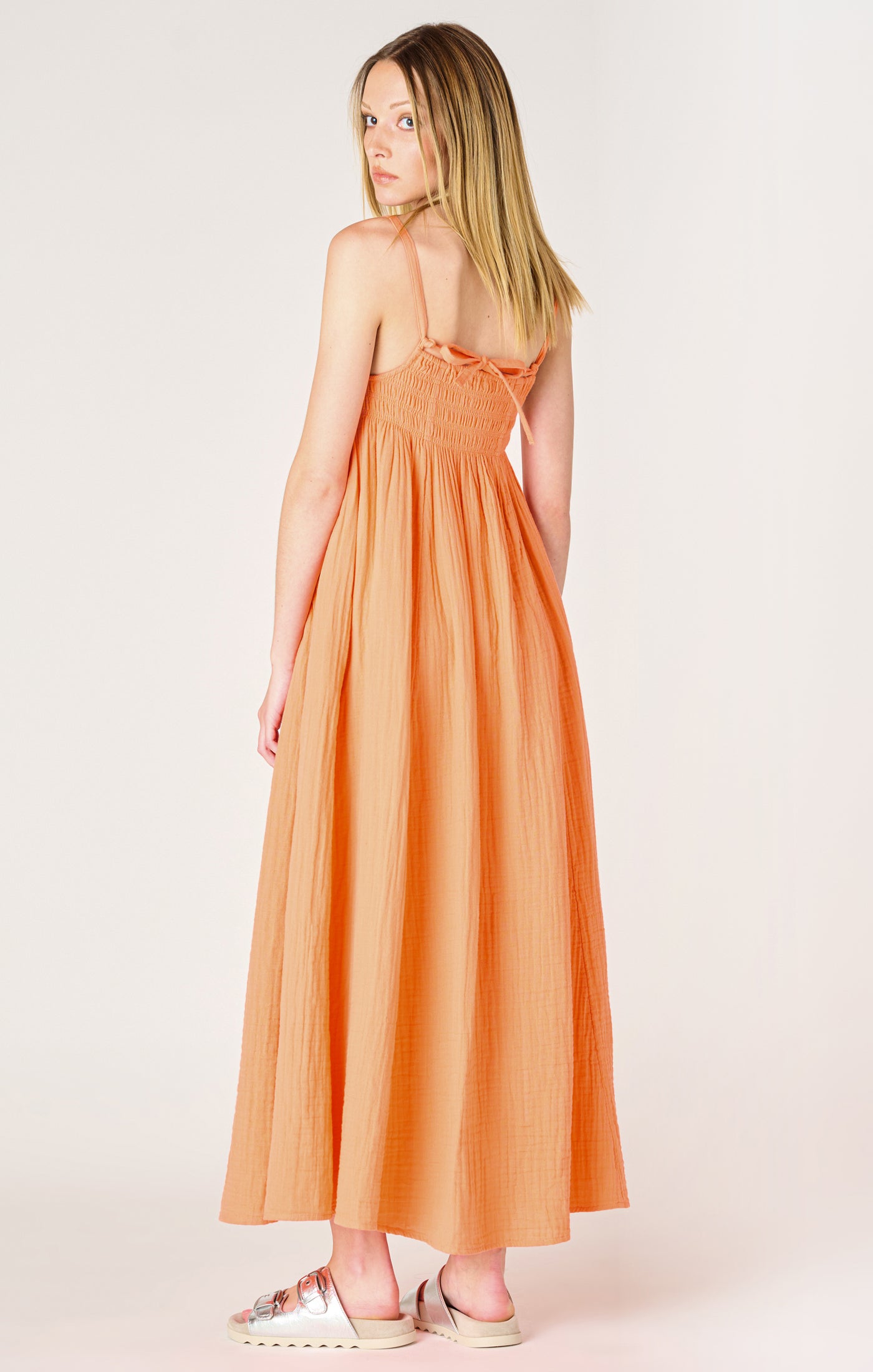 Dex Orange Sunset Tie Back Maxi Dress