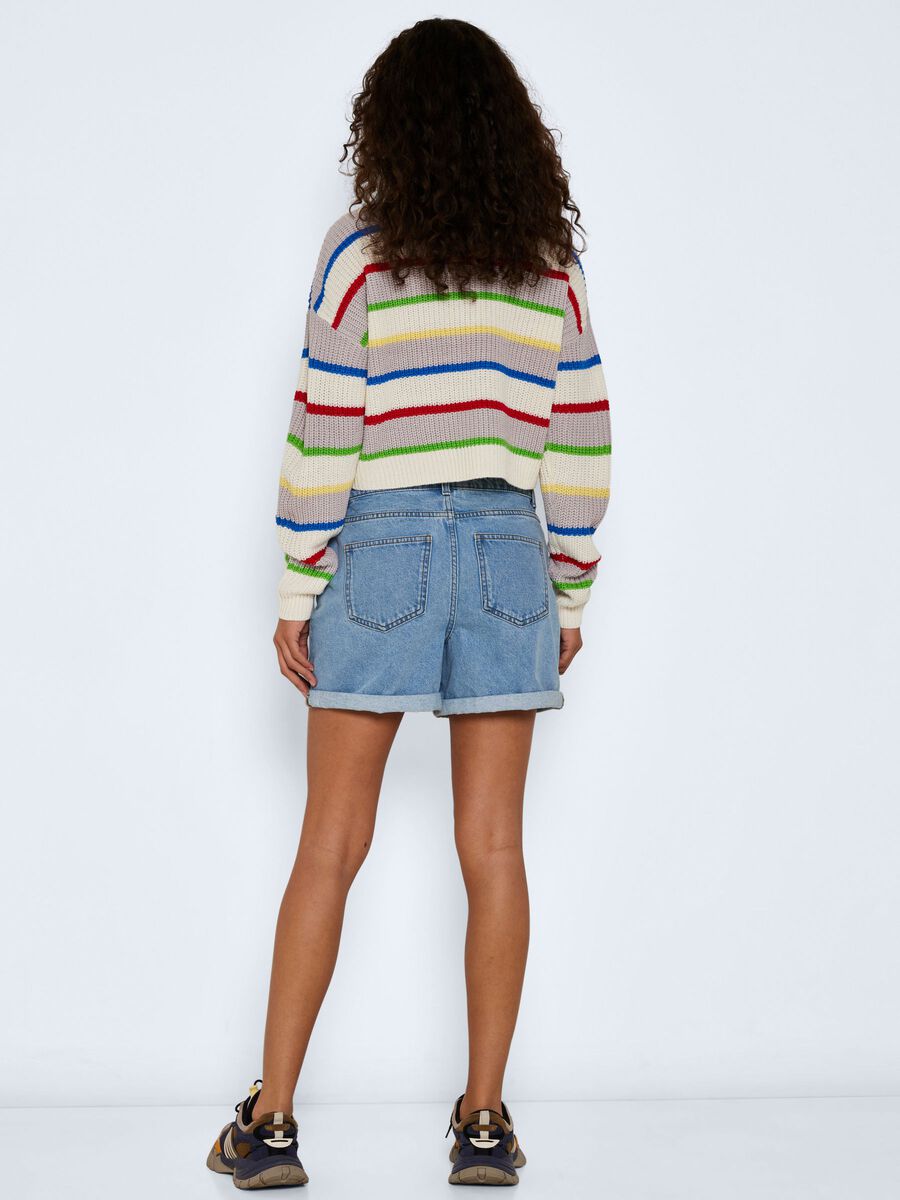 Noisy May Light Blue Denim Smiley Shorts