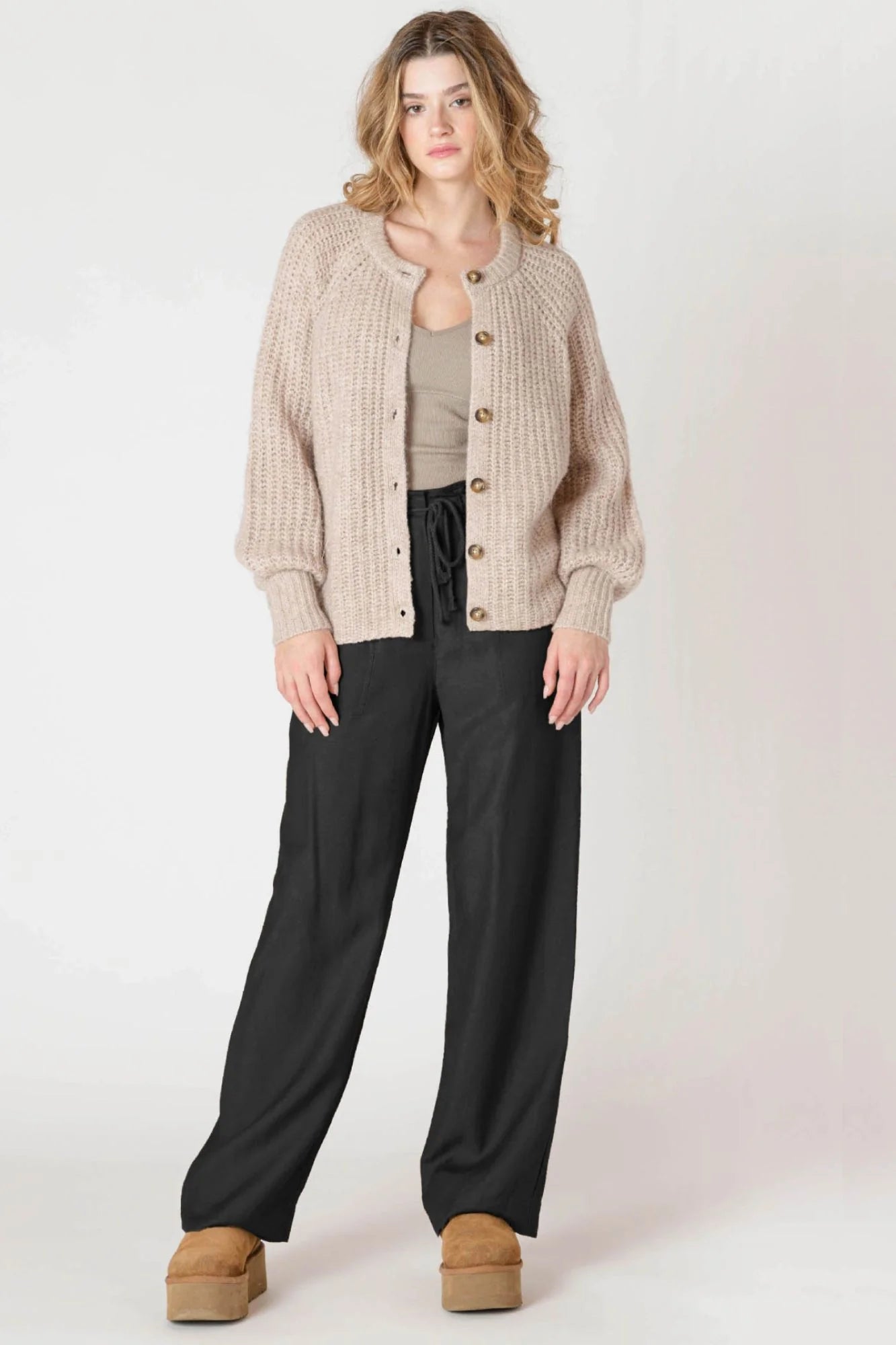 Dex Oat Crewneck Textured Cardigan