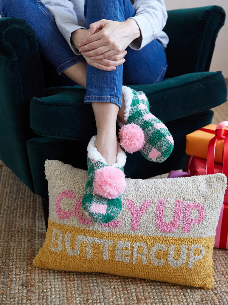 Shiraleah Green Chlo Plaid Slipper Socks
