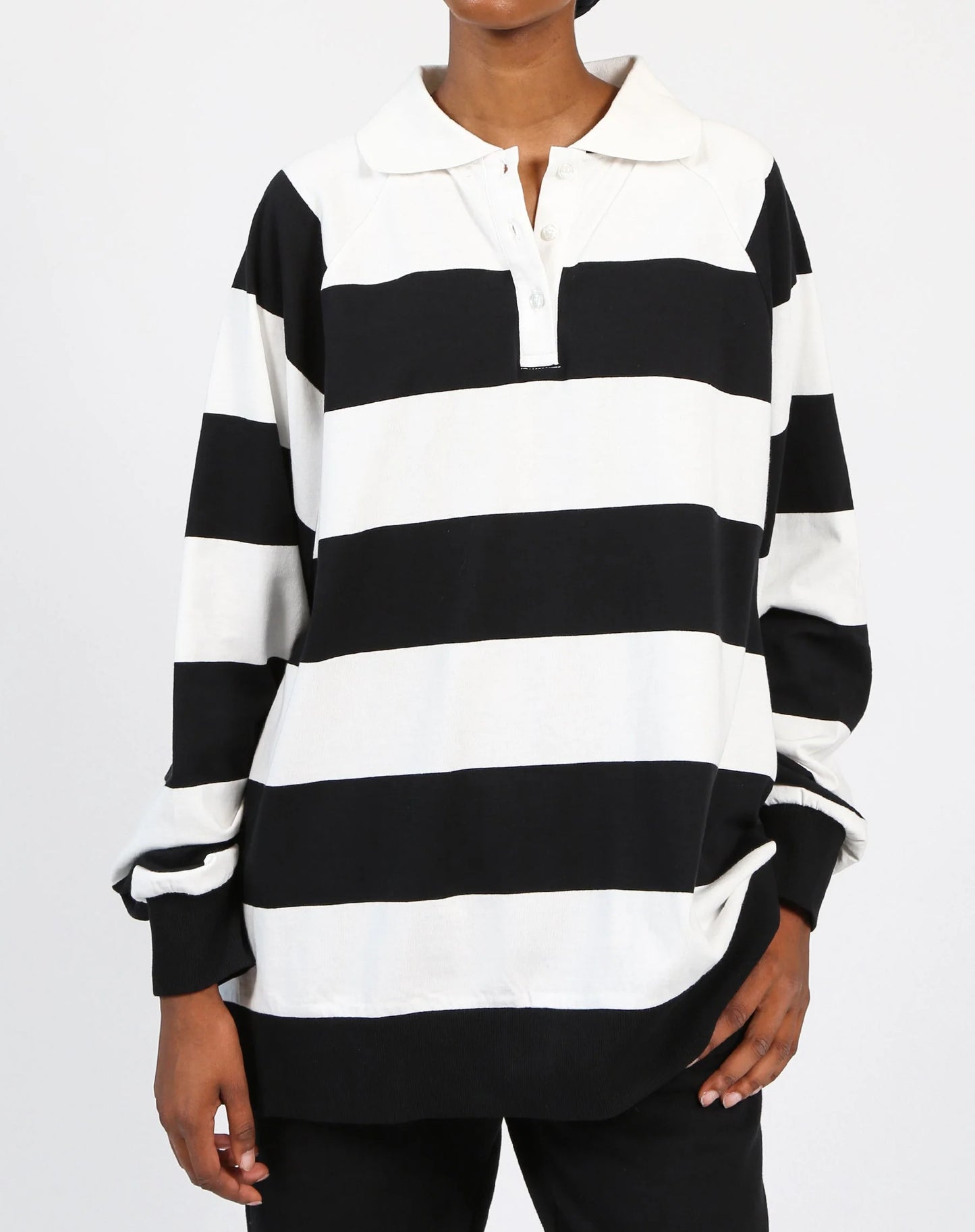 Brunette the Label The Not Your Boyfriend's Rugby Polo | Black and White