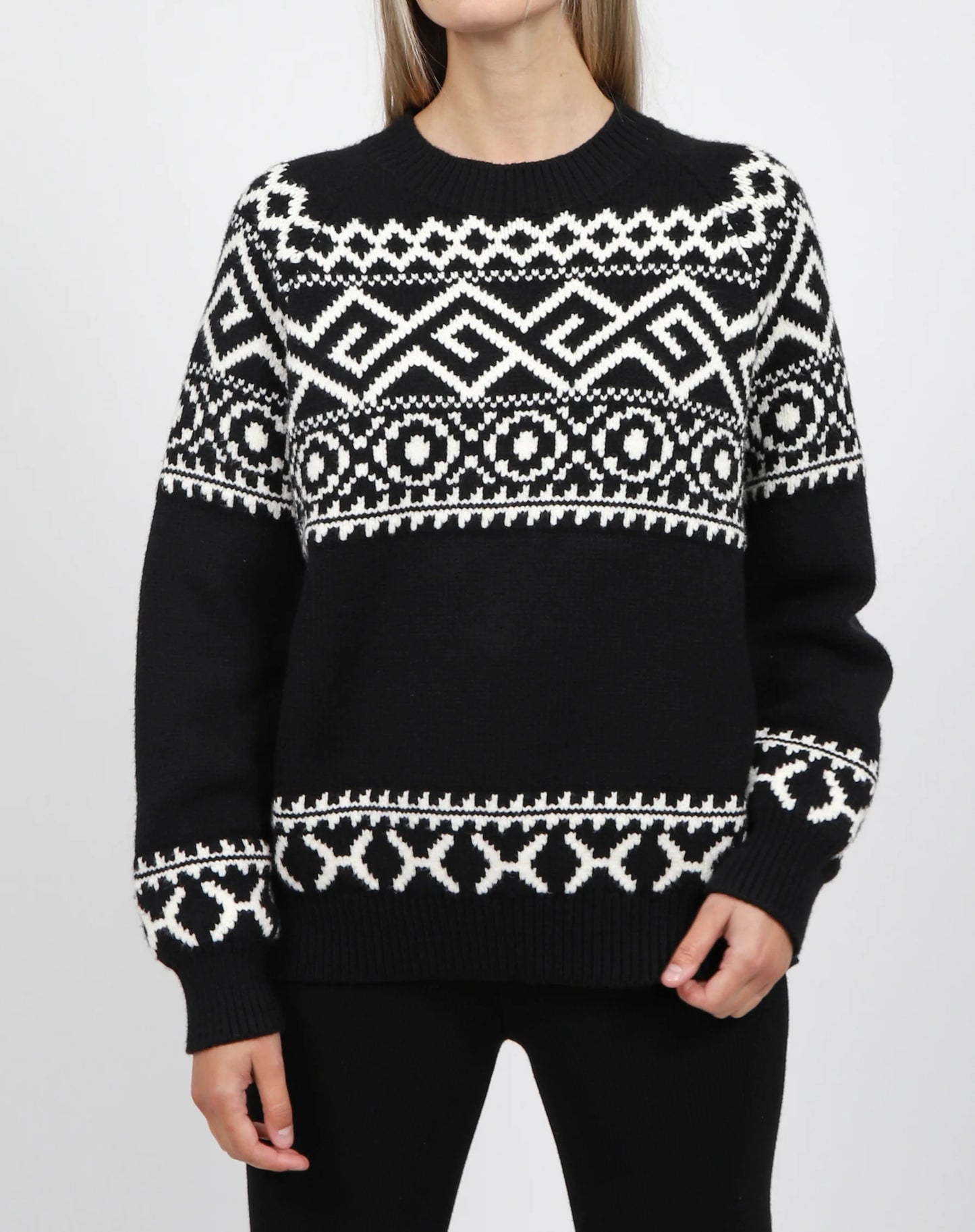 Brunette the Label Fair Isle Knit Sweater | Black
