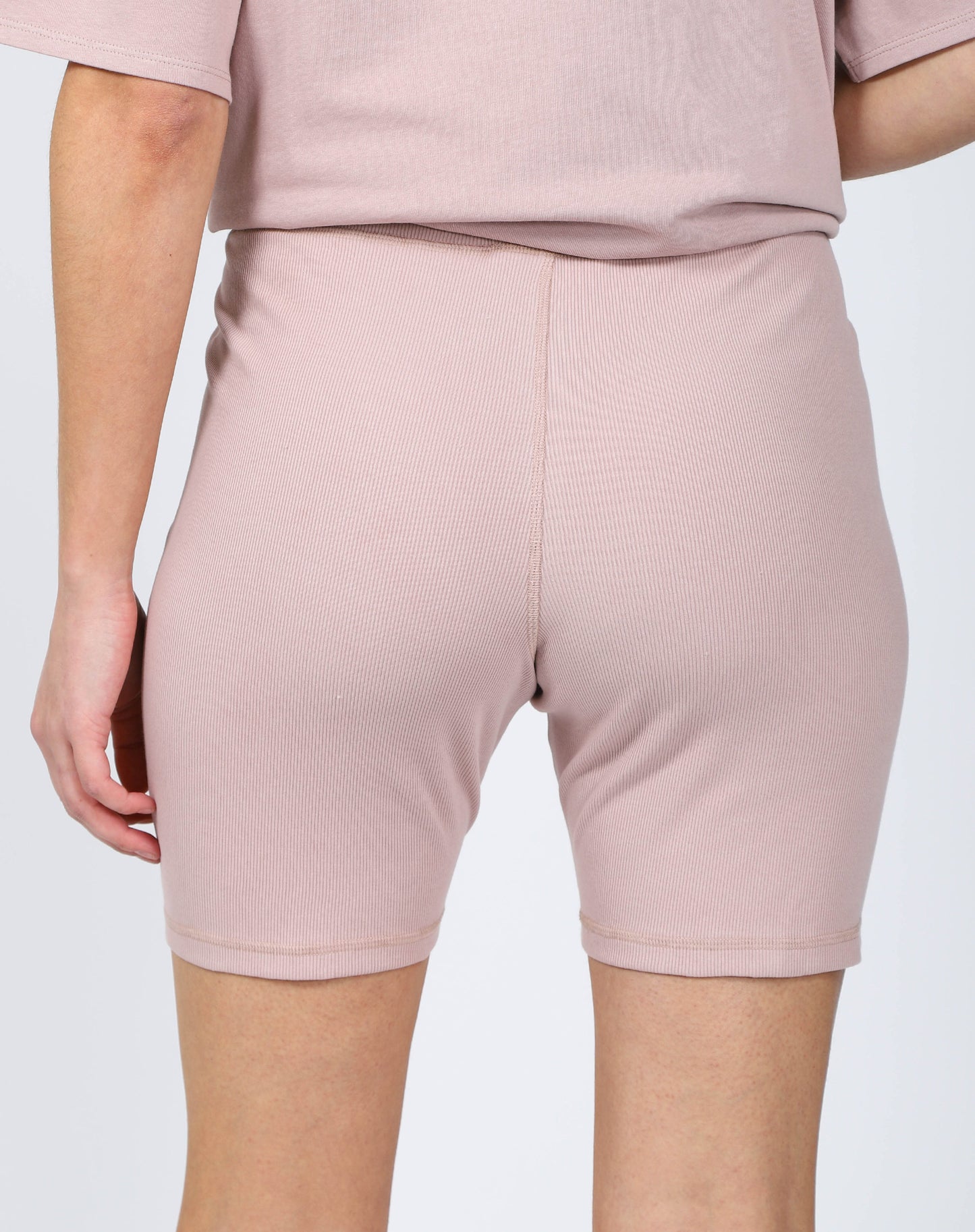 Brunette the Label Ribbed Biker Short | Pink Smoke
