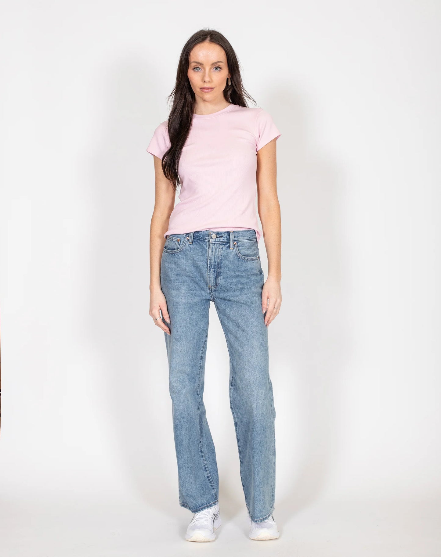 Brunette the Label Ribbed Fitted Tee | Bubble Gum