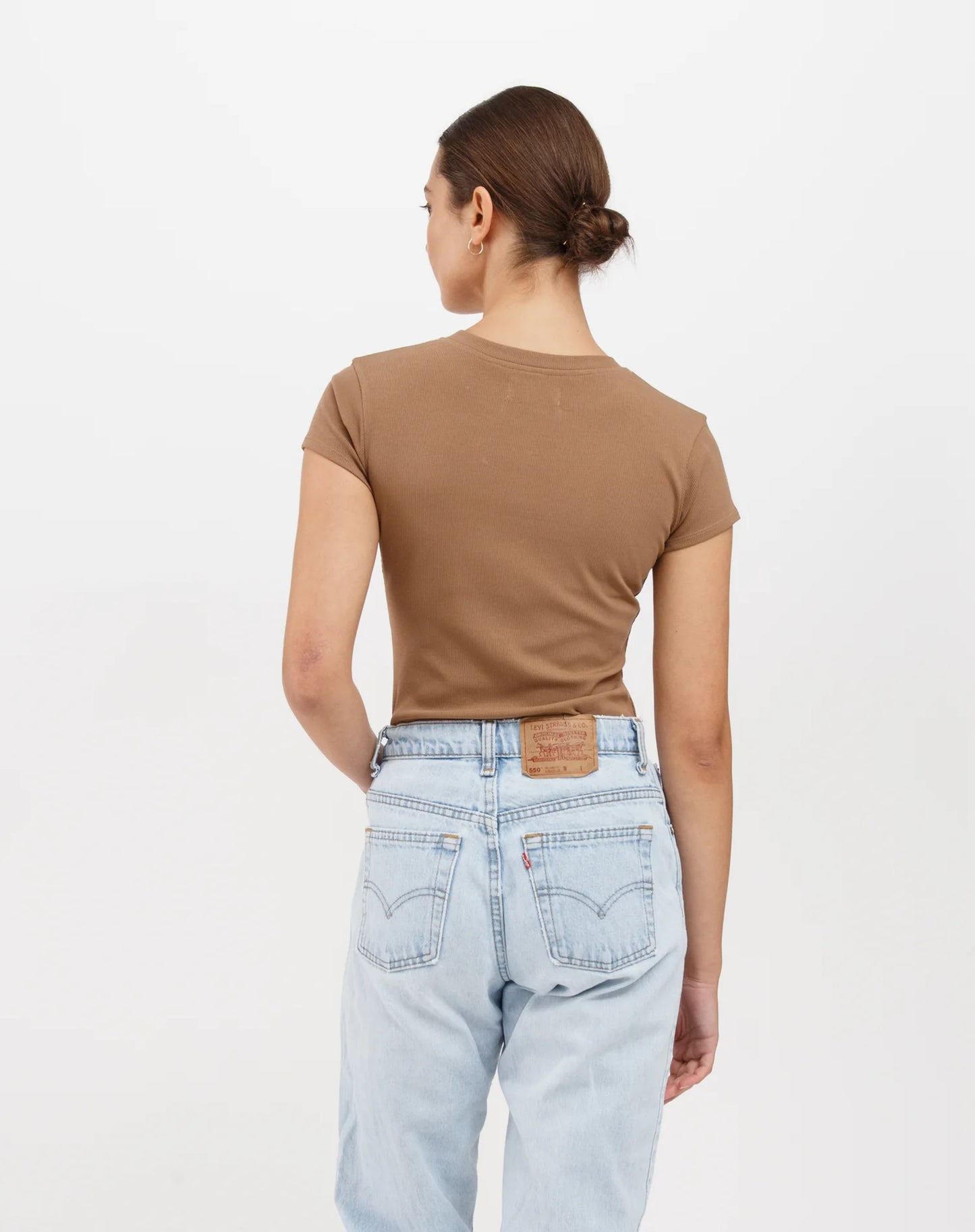 Brunette the Label The Ribbed Fitted Tee | Fawn