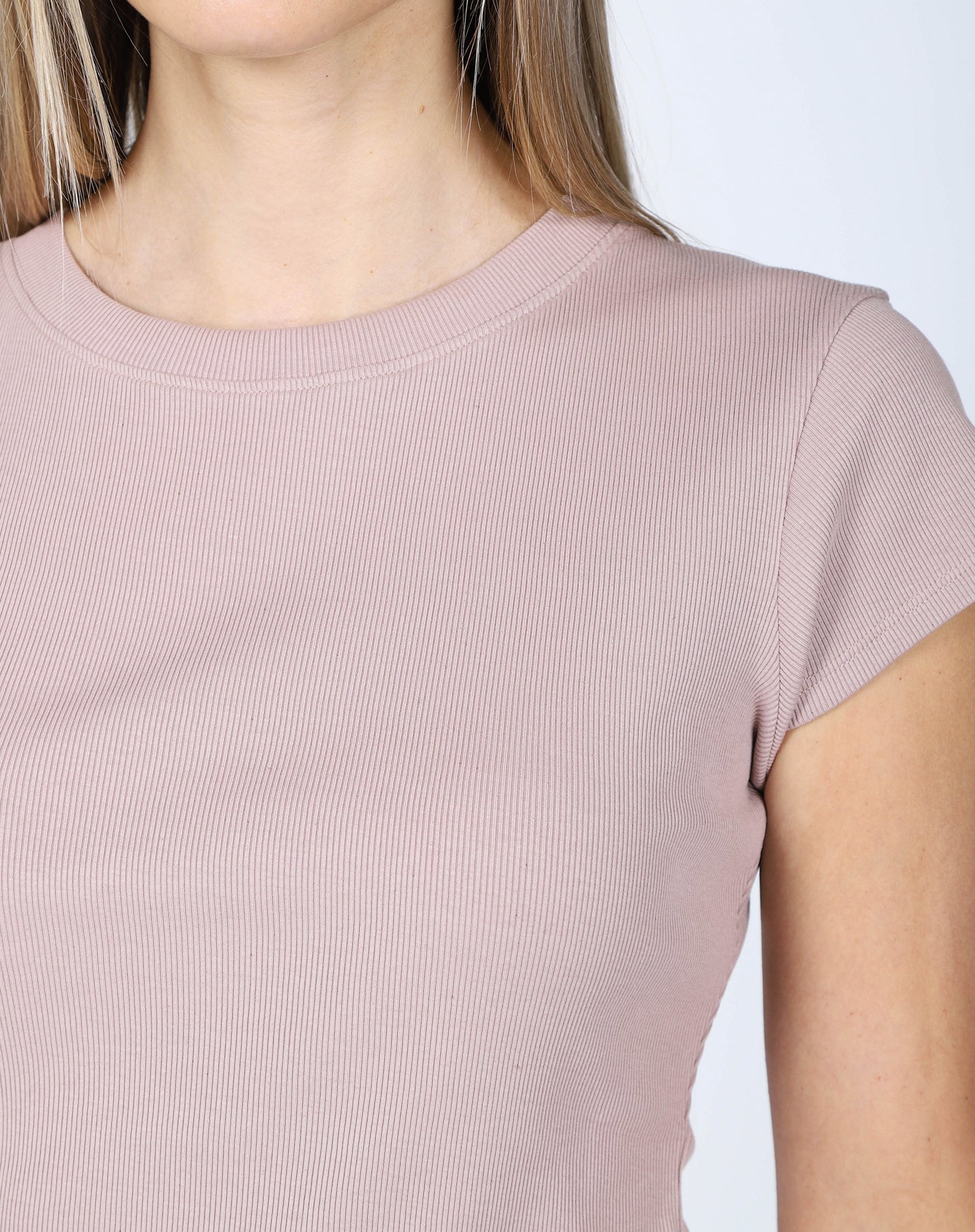 Brunette the Label Ribbed Fitted Tee | Pink Smoke