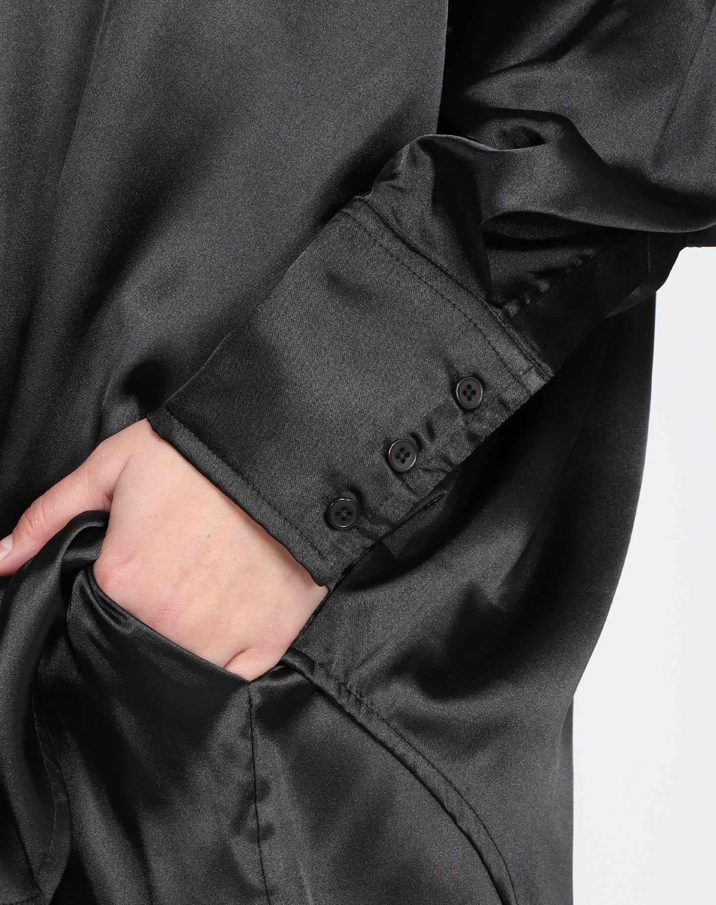 Brunette the Label The "BIANCA" Silk Button Up Shirt | True Black