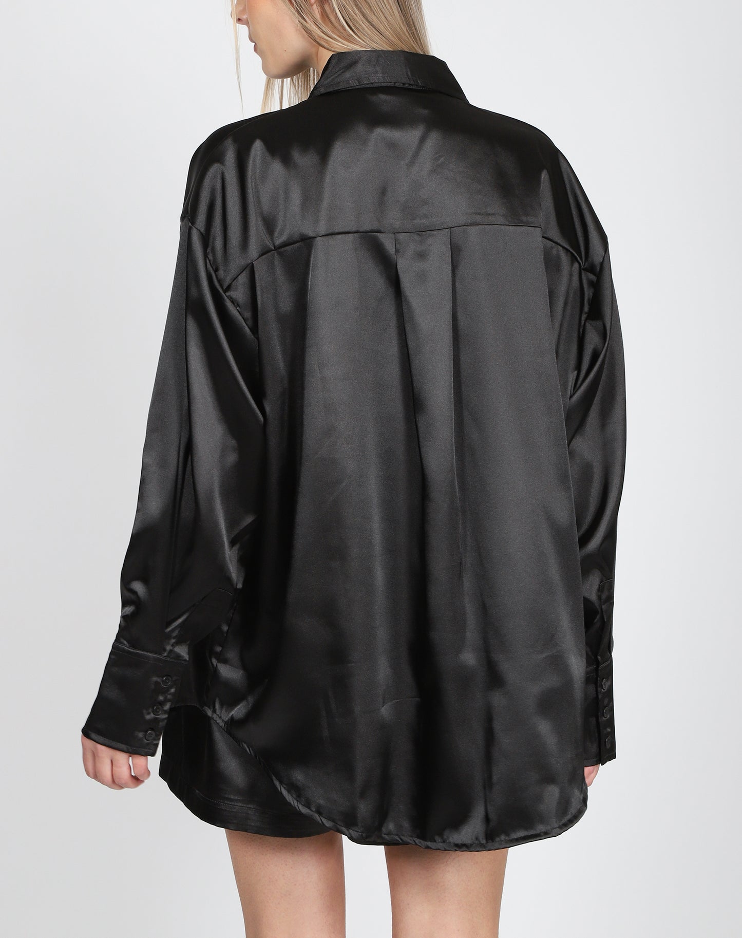 Brunette the Label The "BIANCA" Silk Button Up Shirt | True Black