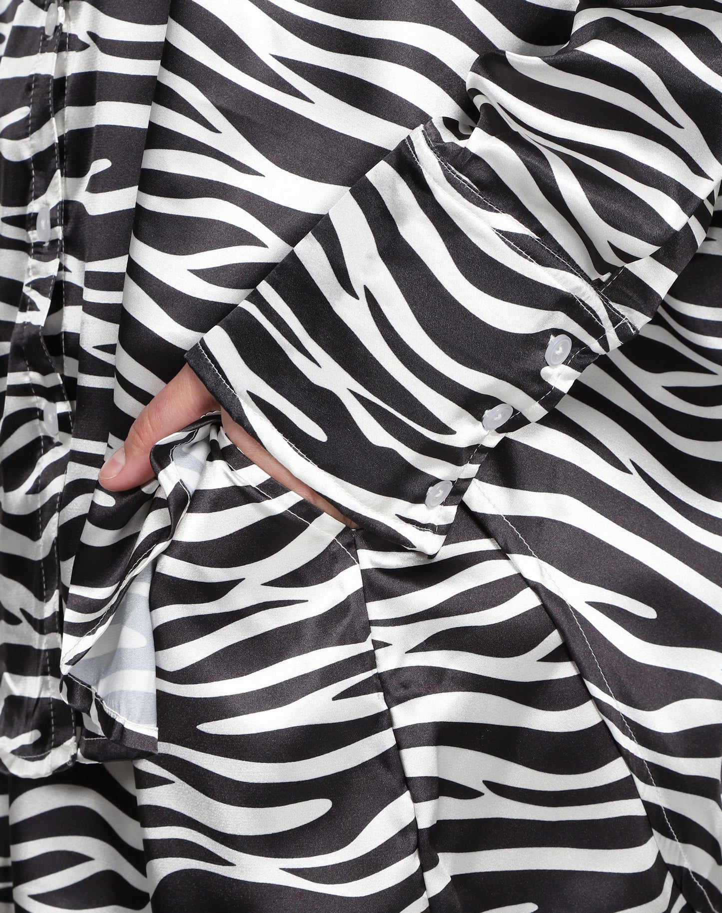 Brunette the Label The "BIANCA" Silk Button Up Shirt | Zebra
