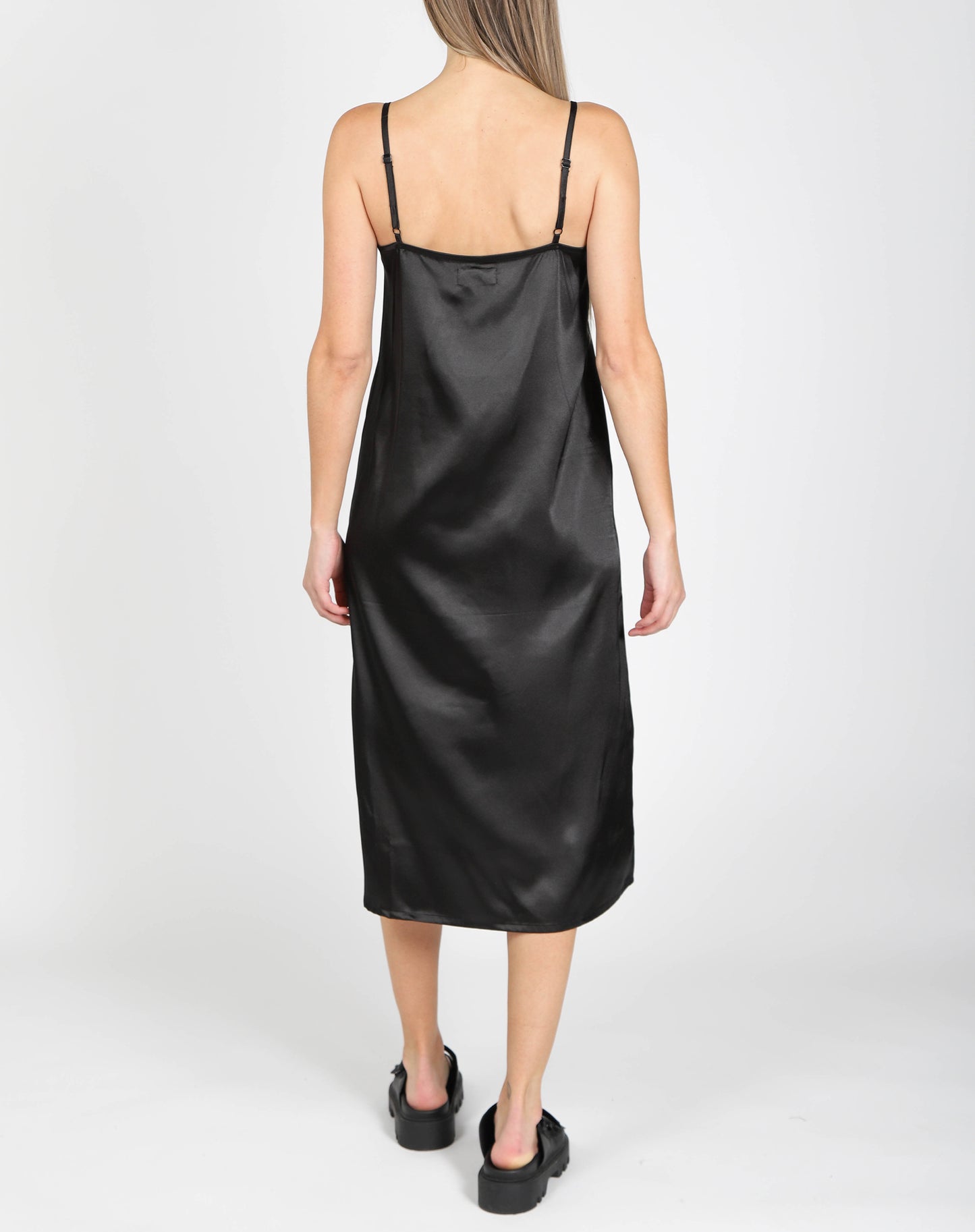 Brunette the Label The "HELENA" Silk Maxi Slip Dress | True Black