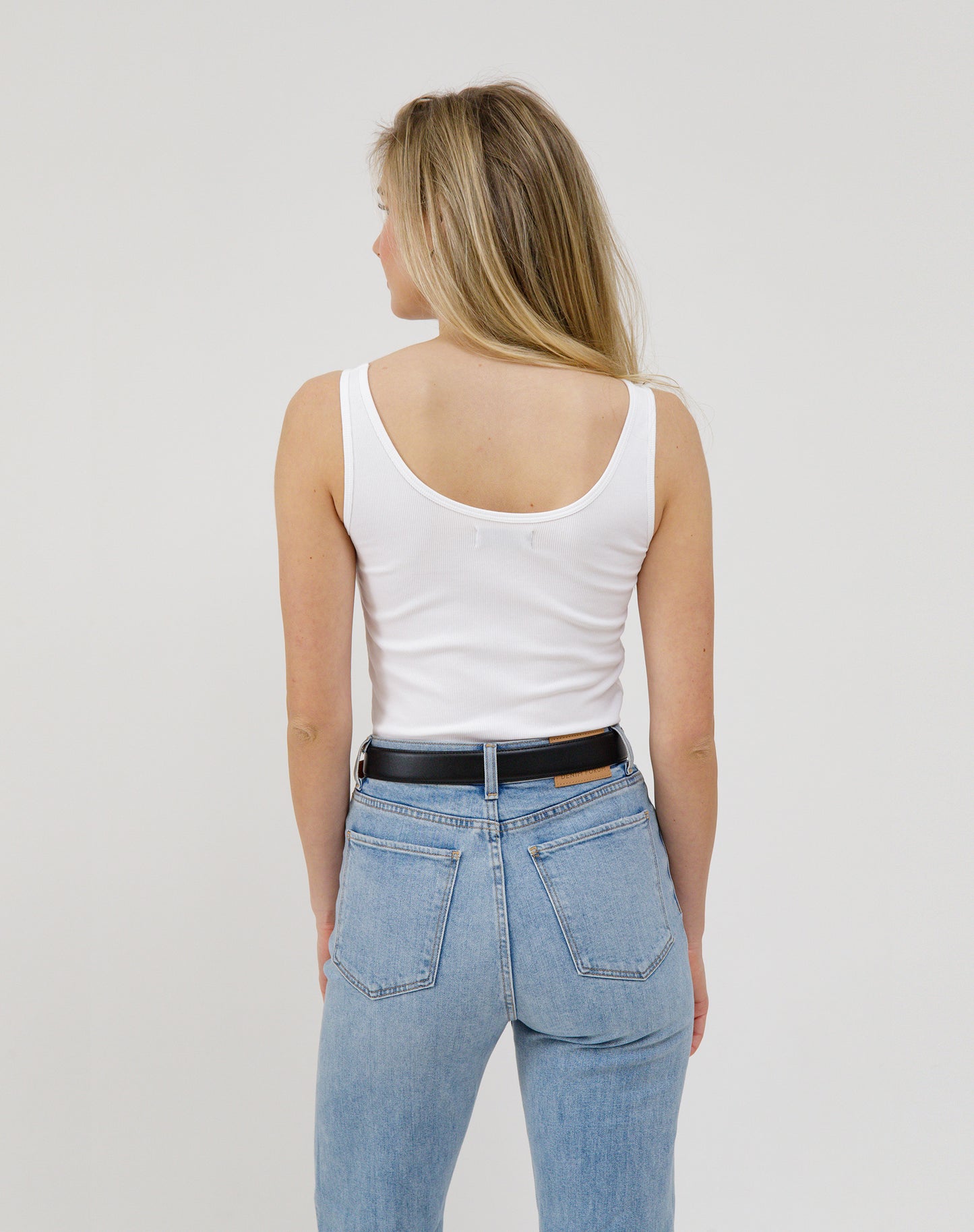 Brunette the Label Ribbed Fitted Tank Top | White