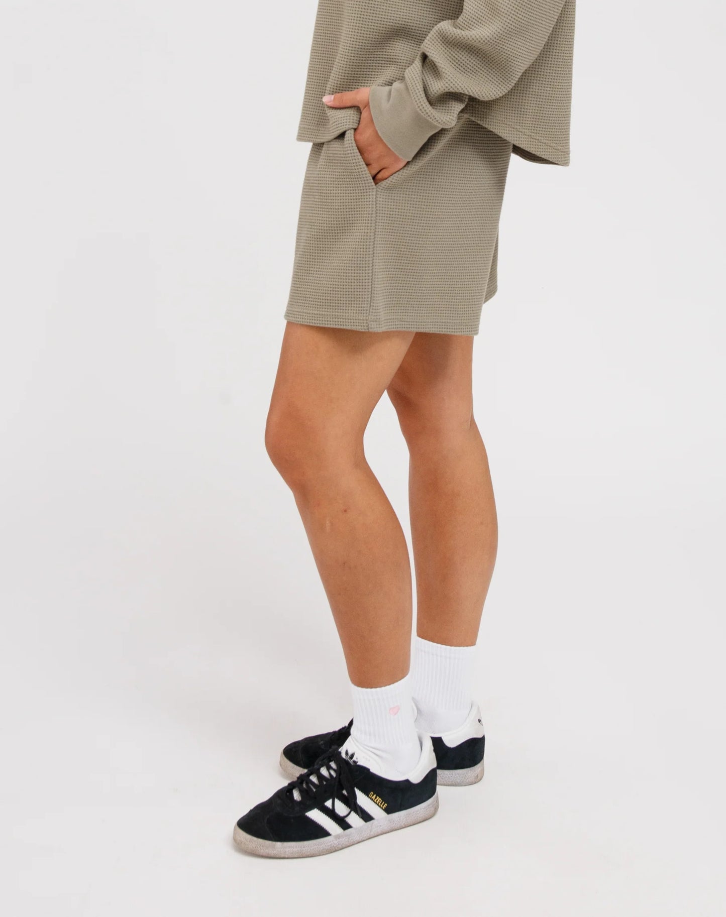 Brunette the Label Waffle Best Friend Shorty | Olive
