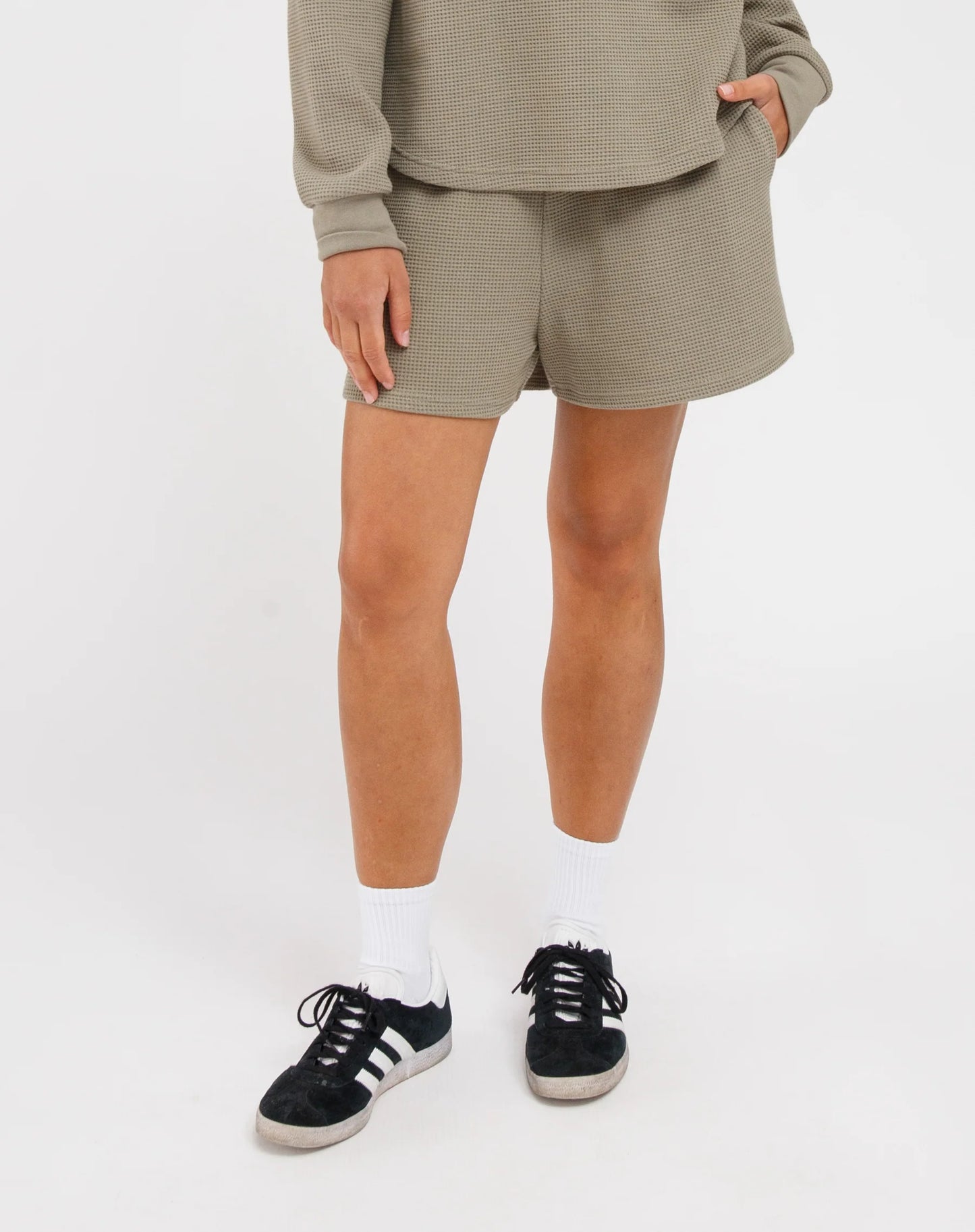 Brunette the Label Waffle Best Friend Shorty | Olive