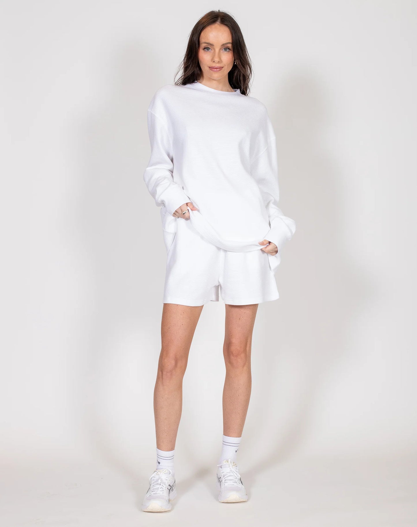 Brunette the Label Waffle Knit Boxy Tee | White