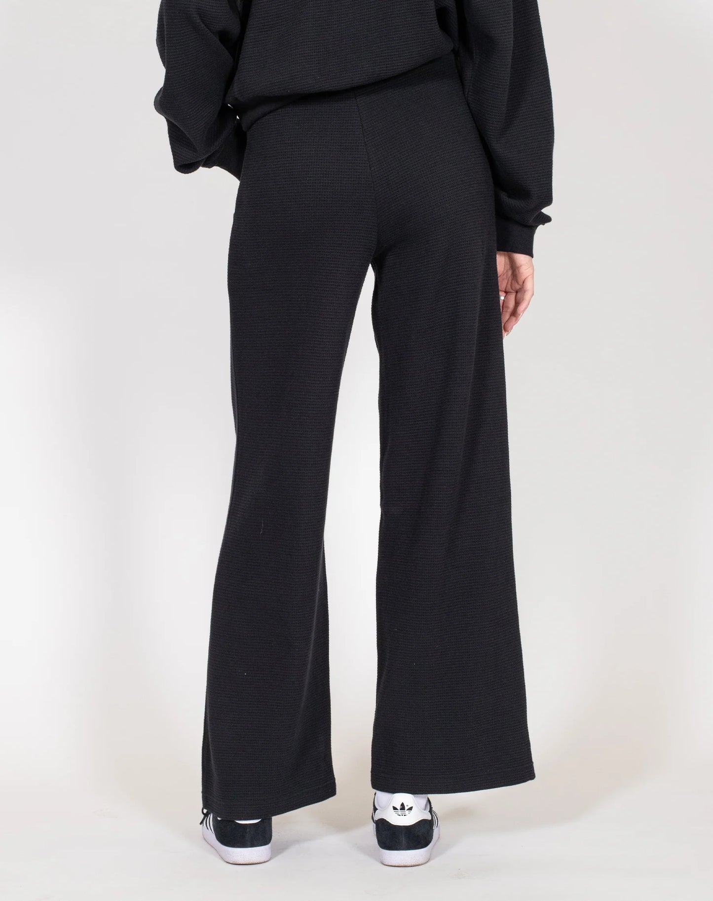 Brunette the Label Waffle Knit Wide Leg Pant | Black