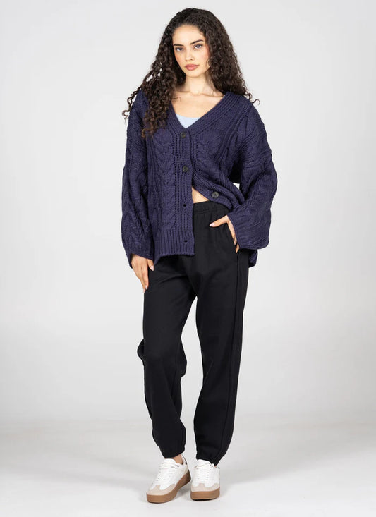 C'est Moi Black Fleece Jogger Pant