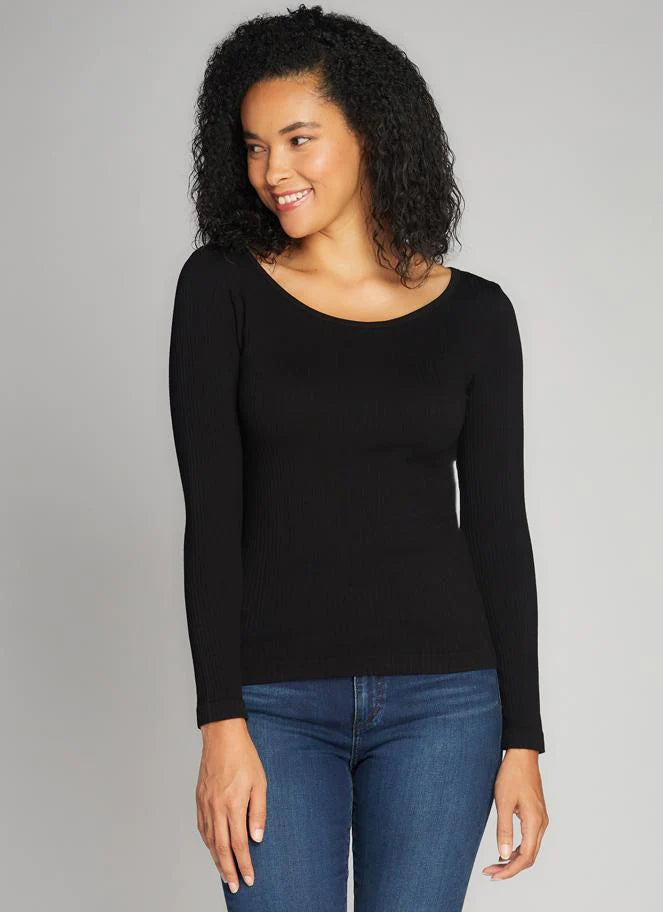 C'est Moi Seamless Rib Crew Neck Top