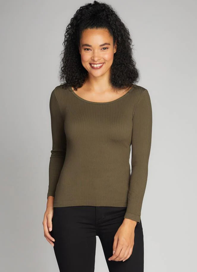 C'est Moi Seamless Rib Crew Neck Top