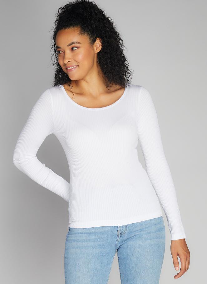 C'est Moi Seamless Rib Crew Neck Top