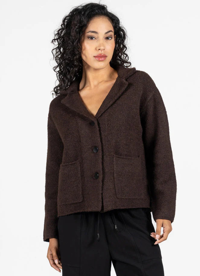 C'est Moi Espresso Crop Sweater Blazer