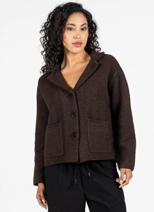 C'est Moi Espresso Crop Sweater Blazer