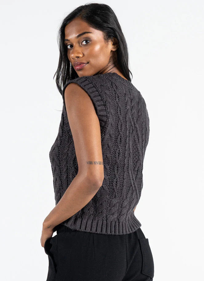 C'est Moi Charcoal Cable Vest