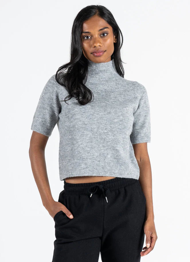 C'est Moi Heather Grey Mock Neck Sweater