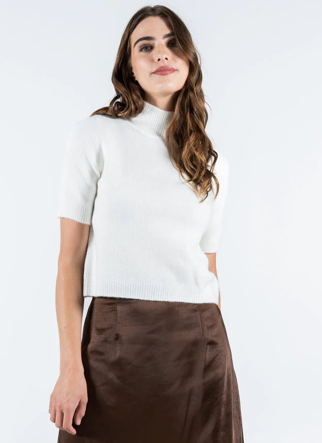 C'est Moi Ivory Mock Neck Sweater