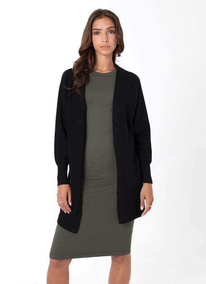 C'est Moi Black Knit Open Cardigan
