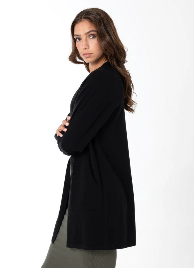 C'est Moi Black Knit Open Cardigan