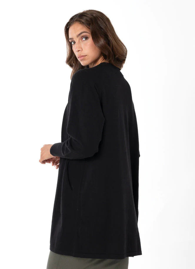 C'est Moi Black Knit Open Cardigan