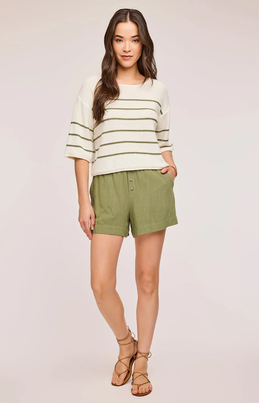 Gentle Fawn Matcha Amalfi Linen Shorts