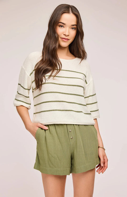 Gentle Fawn Matcha Amalfi Linen Shorts