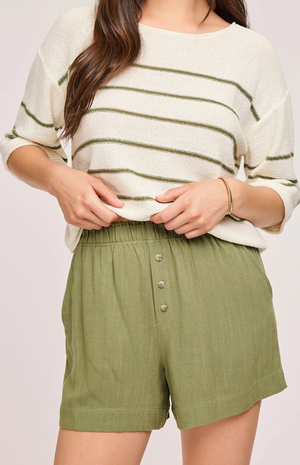 Gentle Fawn Matcha Amalfi Linen Shorts