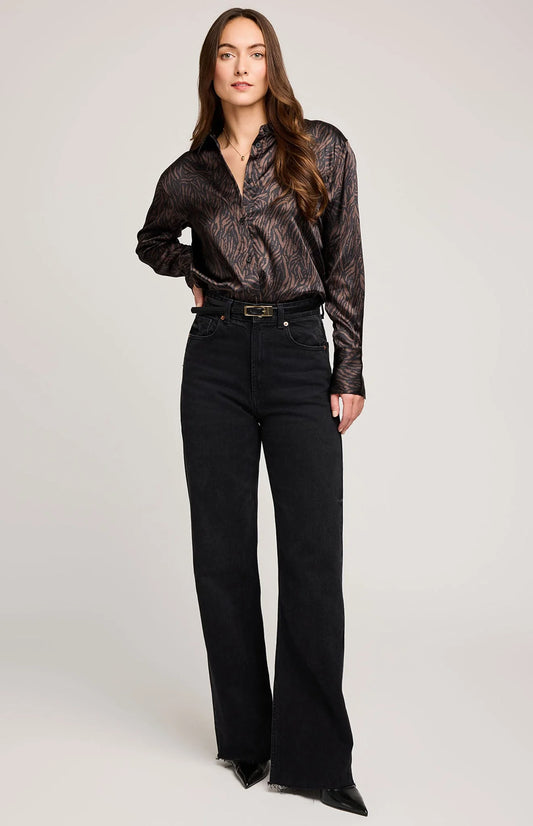 Gentle Fawn Java Print Simone Satin Button Down Shirt