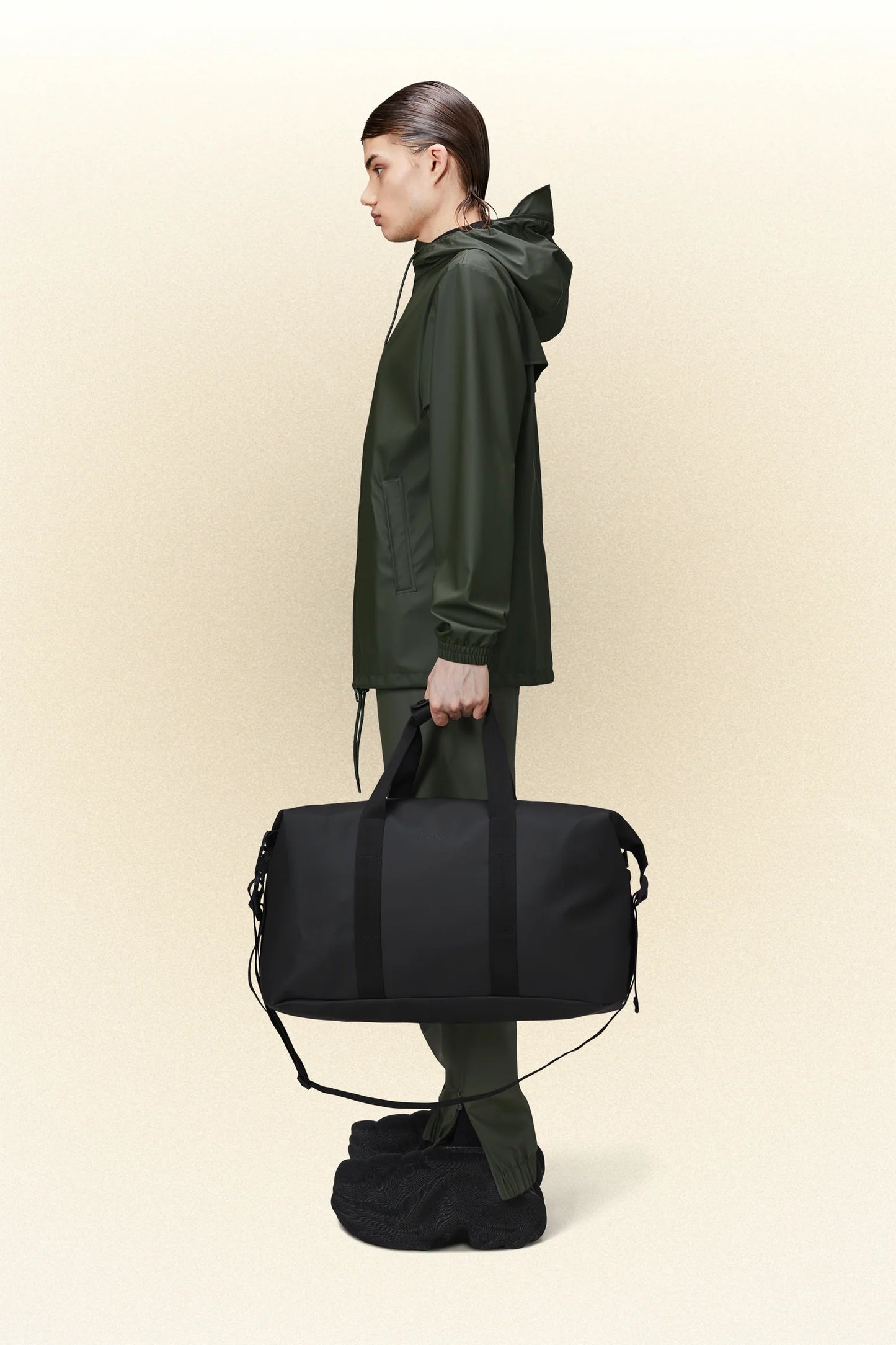 RAINS Black Hilo Weekend Bag