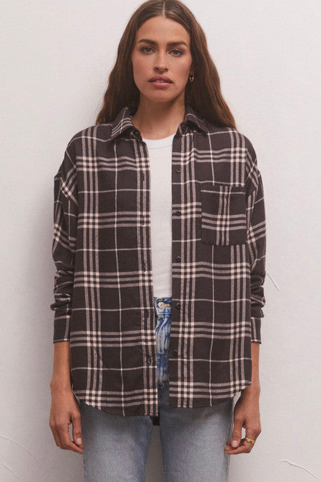 Z Supply Black River Plaid Button Up