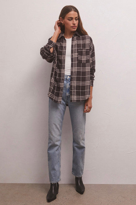 Z Supply Black River Plaid Button Up