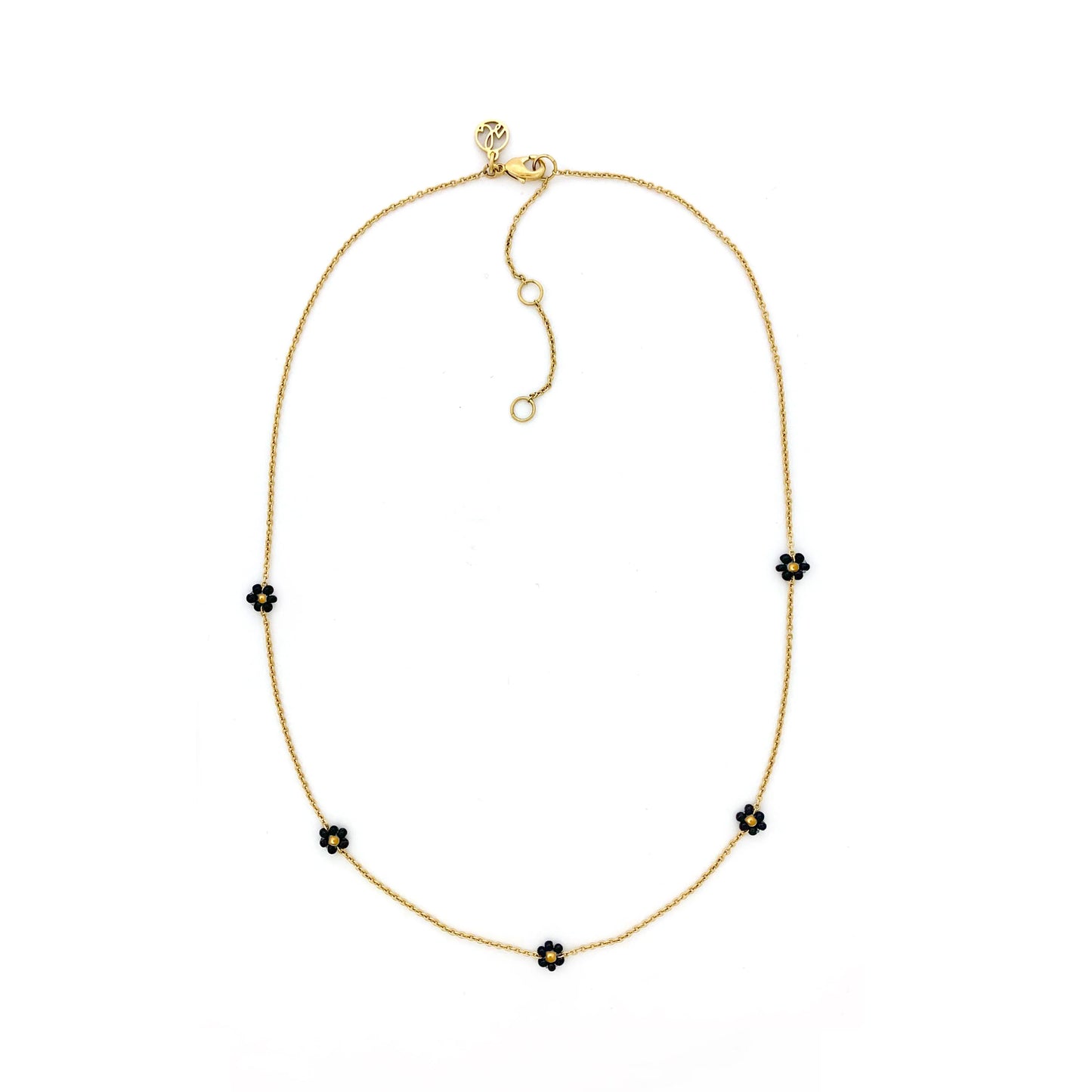 Sugar Blossom Josey Necklace- Black + Gold
