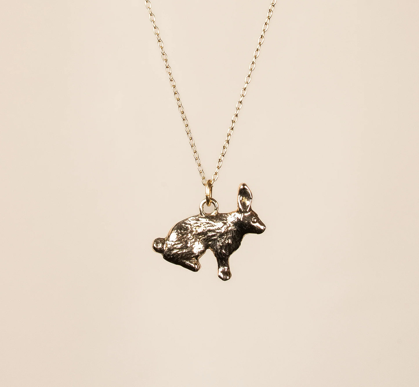 Little Gold Winter Hare Necklace