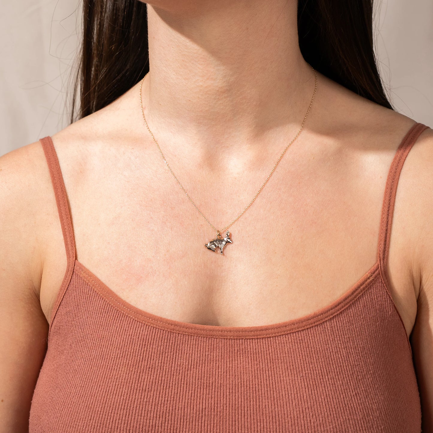 Little Gold Winter Hare Necklace