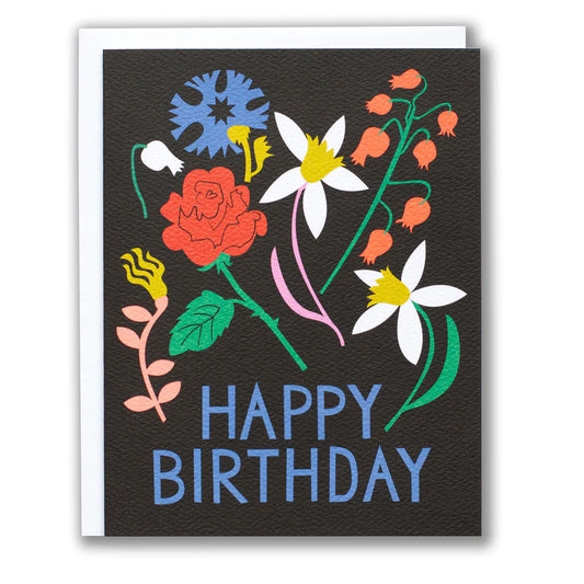 Banquet Black and Brights Floral Happy Birthday Card